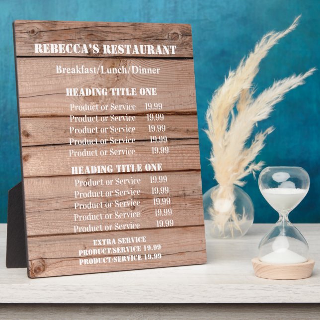 Rustic Wooden Unique Business Pricing/Service Plaque (Side)