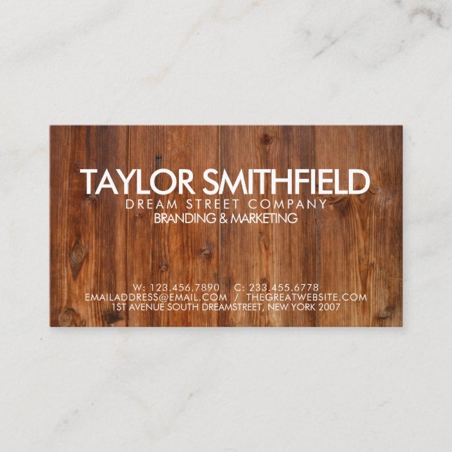 Rustic Wooden Vintage Business Card (Front)
