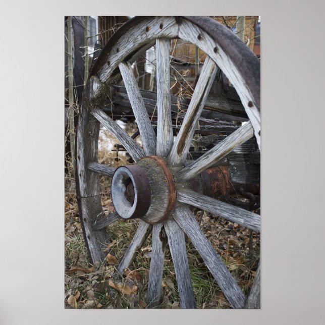Rustic Wooden Wagon Wheel Poster (Front)