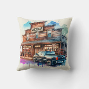 Rustic Wooden Western Store Cushion