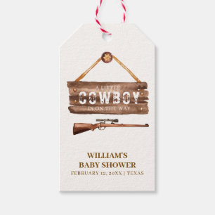 Rustic Wooden Wild West Cowboy Gun Baby Shower  Gift Tags
