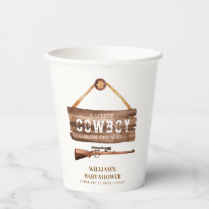 Rustic Wooden Wild West Cowboy Gun Baby Shower Paper Cups