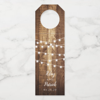 Rustic Woodgrain Farmhouse Custom Wedding Bottle Tag