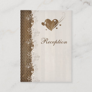 Rustic Woodgrain Floral Lace Hearts Enclosure Card