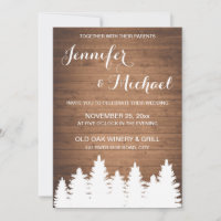 Rustic woodgrain forest wedding invitation card