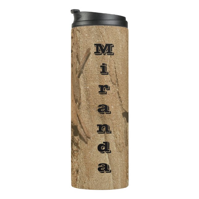 Rustic Woodgrain Pattern Photo Brown Nature Thermal Tumbler (Rotated Right)
