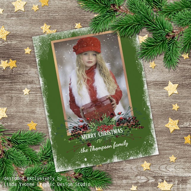 Rustic Woodgrain Pattern Seasonal Greeting Holiday Card (Creator Uploaded)