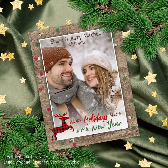 Rustic Woodgrain Pattern Seasonal Greeting Postcard (Creator Uploaded)