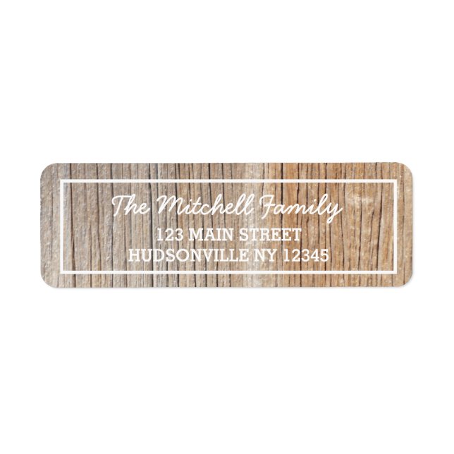 Rustic Woodgrain Personalised Address Label (Front)