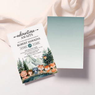 Rustic Woodland Adventure Awaits Baby Shower Invitation