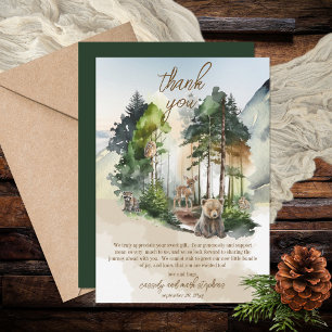 Rustic Woodland Adventure Awaits Boy Baby Shower Thank You Card