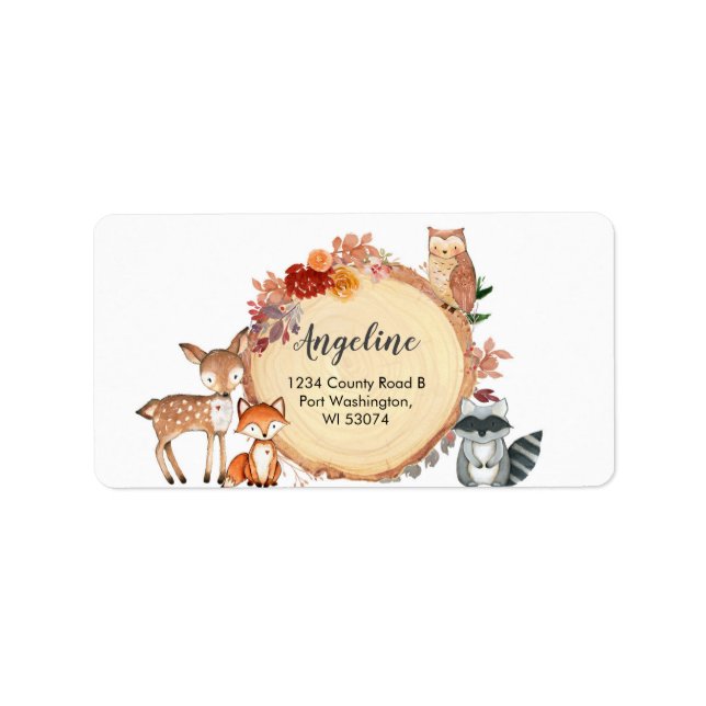 Rustic Woodland Animals Address Label (Front)