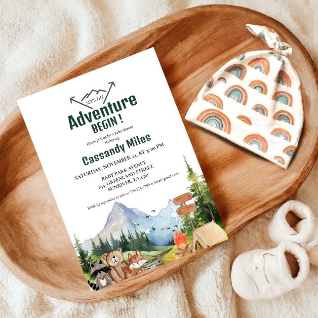 Rustic Woodland Animals Adventure Baby Shower Invi Invitation (Creator Uploaded)