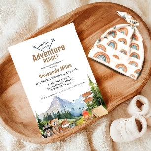 Rustic Woodland Animals Adventure Baby Shower Invi Invitation