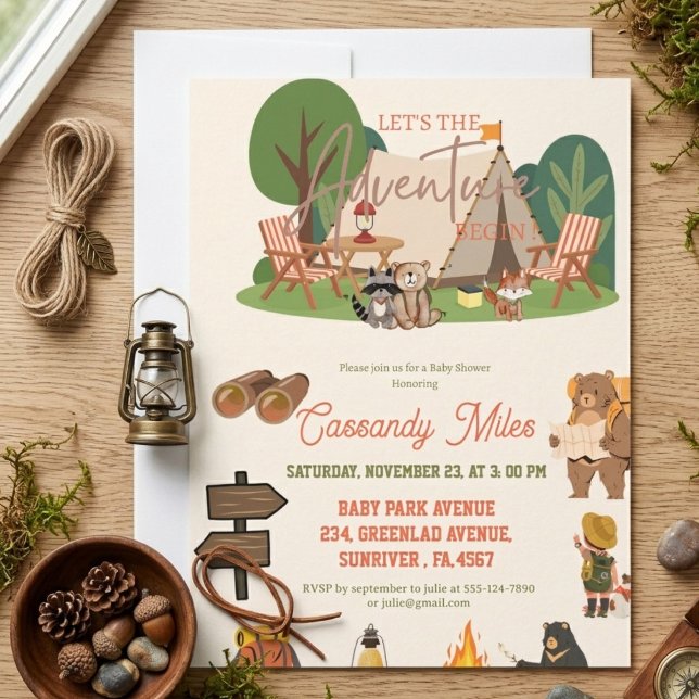 Rustic Woodland Animals Adventure Baby Shower Invitation (Creator Uploaded)