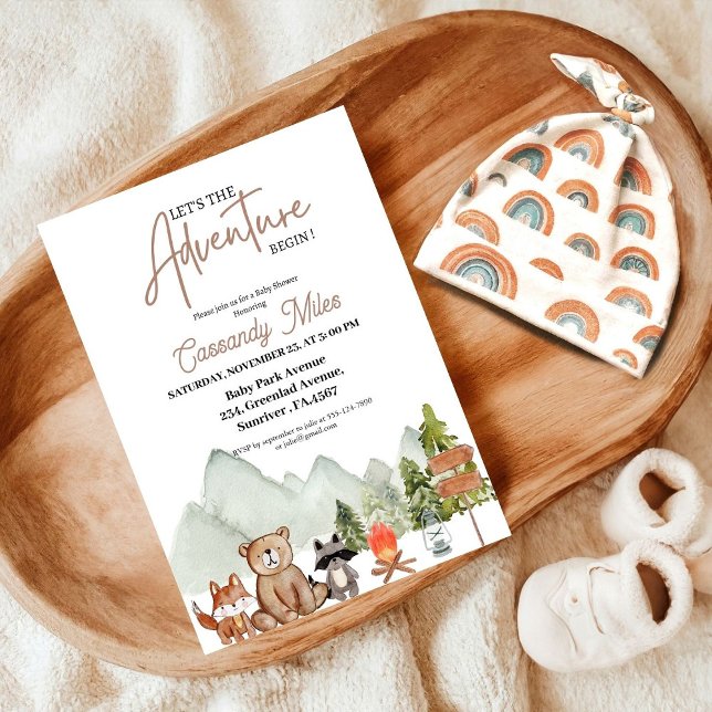 Rustic Woodland Animals Adventure Baby Shower Invitation (Creator Uploaded)