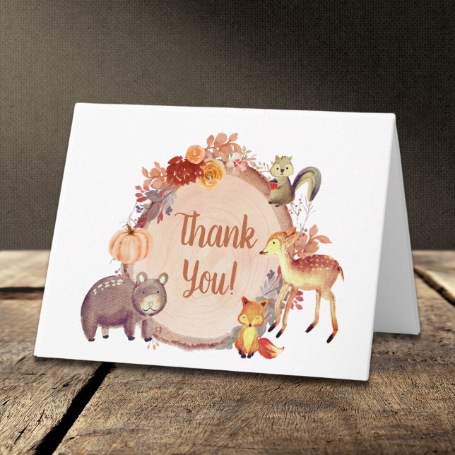 Rustic Woodland Animals Autumn Baby Shower Thank You Card (Creator Uploaded)