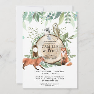 Rustic Woodland Animals Baby Shower  Invitation