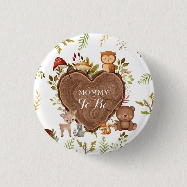 rustic Woodland Animals Baby Shower mum to be 3 Cm Round Badge (Front)
