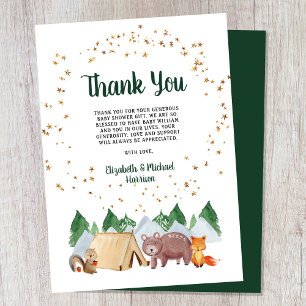 Rustic Woodland Animals Baby Shower Thank You Card