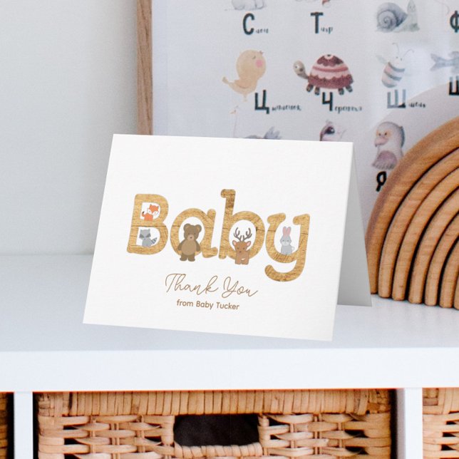 Rustic Woodland Animals Baby Shower Thank You Card (Creator Uploaded)