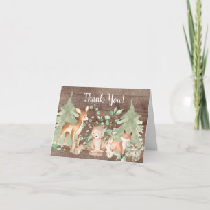 Rustic Woodland Animals Baby Shower Thank You Note Card