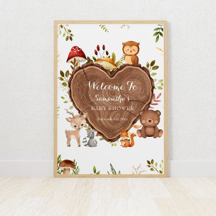 rustic Woodland Animals Baby Shower Welcome sign