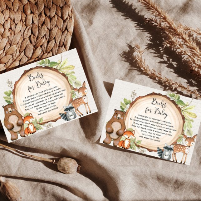 Rustic Woodland animals book request baby shower E Enclosure Card (Creator Uploaded)