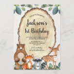 Rustic woodland animals boys 1st birthday party invitation<br><div class="desc">For more advanced customisation of this design,  simply select the "Customise It" button above!</div>