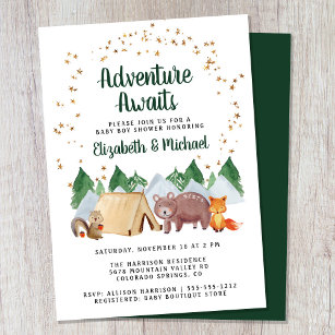 Rustic Woodland Animals Couples Baby Shower Invitation