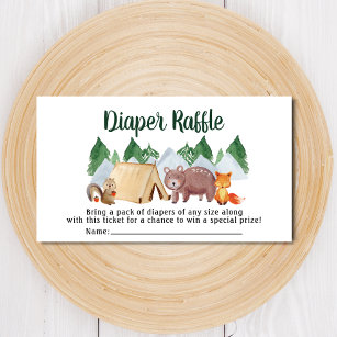 Rustic Woodland Animals Diaper Raffle Baby Shower Enclosure Card