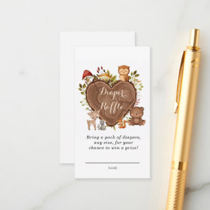 rustic Woodland Animals diaper raffle card