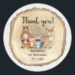 Rustic woodland animals forest friends birthday classic round sticker<br><div class="desc">For more advanced customisation of this design,  simply select the "Customise It" button above!</div>