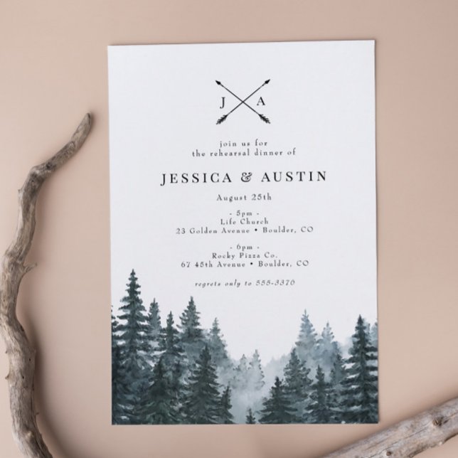 Rustic Woodland Arrows Boho Rehearsal Dinner Invitation (Creator Uploaded)