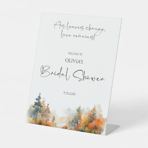 Rustic Woodland Autumn Bridal Shower Welcome Pedestal Sign