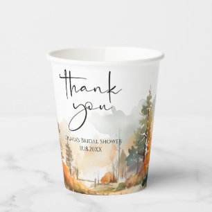 Rustic Woodland Autumn Forest Bridal Shower Paper Cups