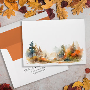 Rustic Woodland Autumn Forest Wedding Envelope