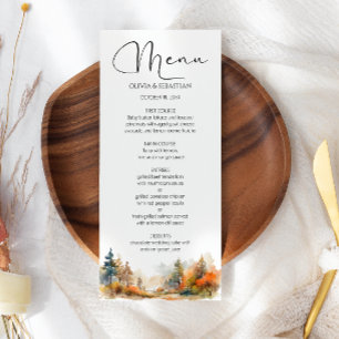 Rustic Woodland Autumn Forest Wedding Menu