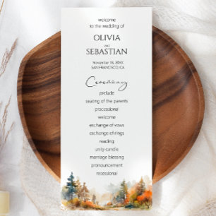 Rustic Woodland Autumn Forest Wedding Programme