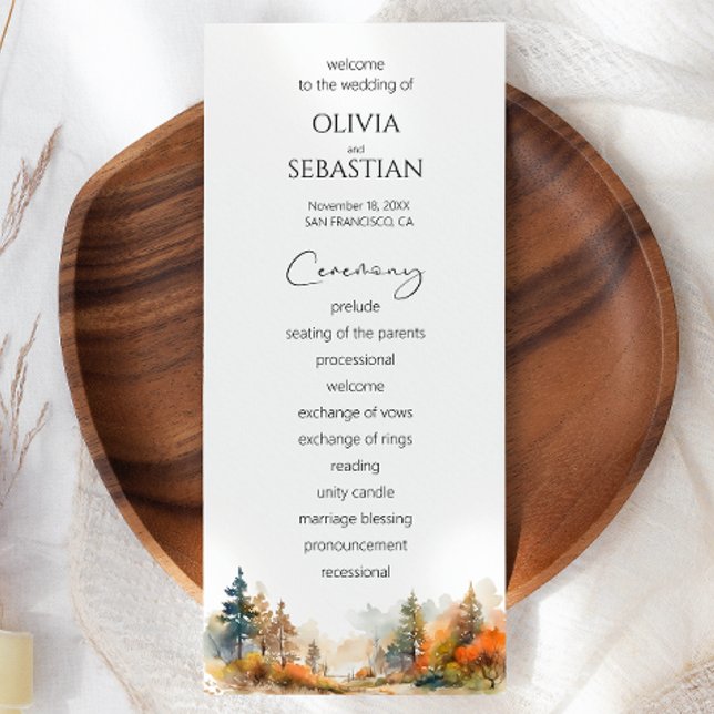 Rustic Woodland Autumn Forest Wedding Programme (Creator Uploaded)