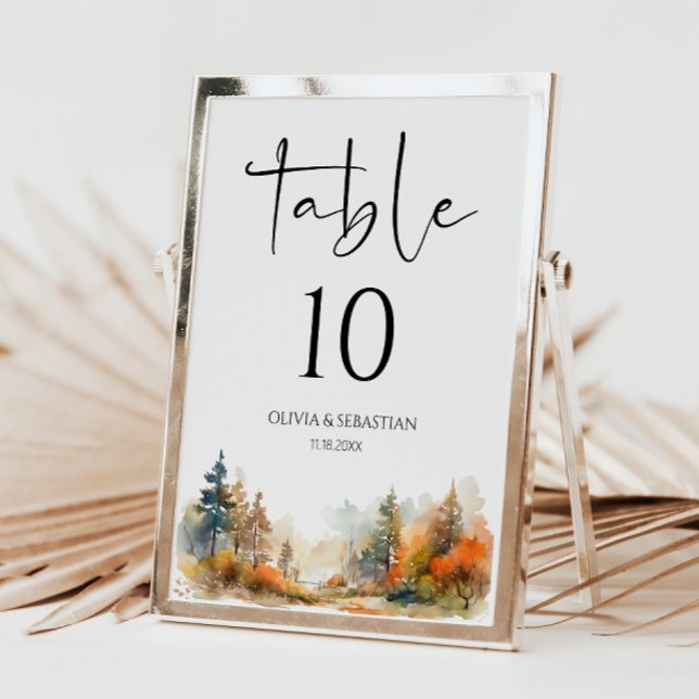 Rustic Woodland Autumn Forest Wedding Table Number (Creator Uploaded)