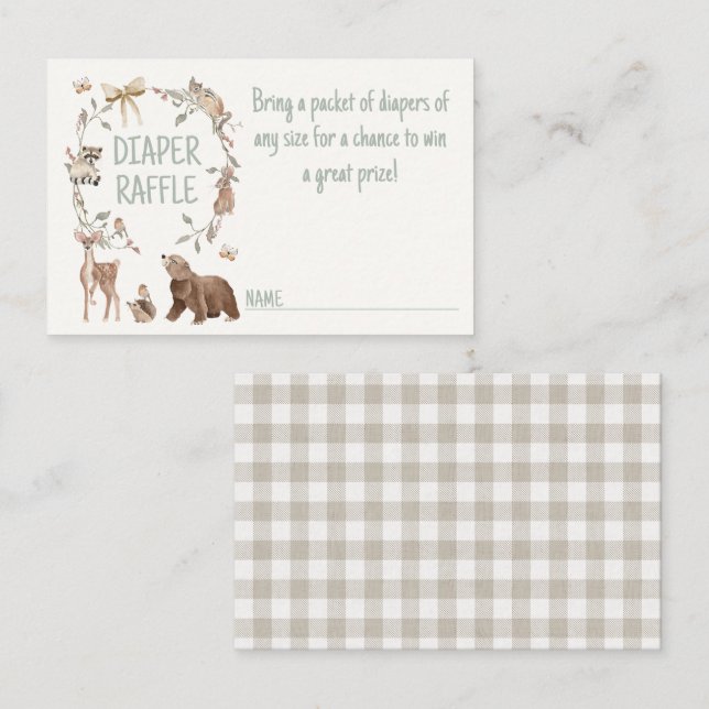 Rustic Woodland Baby Shower Diaper Raffle Insert (Front/Back)
