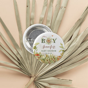Rustic Woodland Baby Shower Mushrooms 3 Cm Round Badge