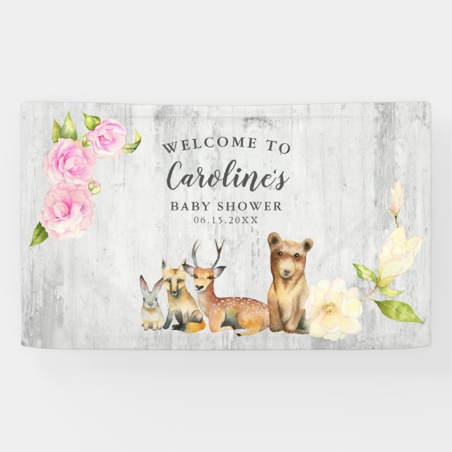 Rustic Woodland Baby Shower Welcome Banner (Horizontal)