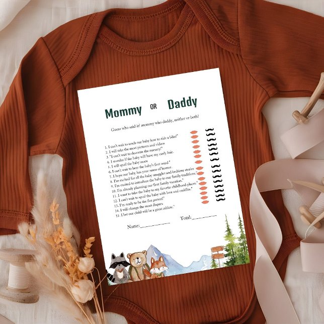Rustic Woodland  baby trait baby shower game Card (Creator Uploaded)
