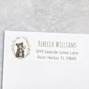 Rustic Woodland Bear Watercolor Return address