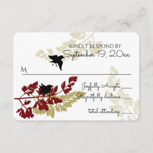 Rustic Woodland Birds Burgundy Gold RSVP