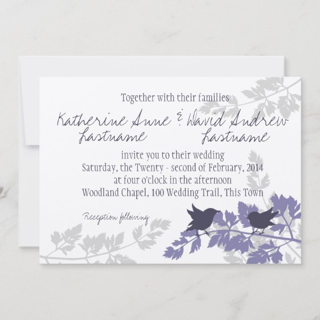 Rustic Woodland Birds Wedding Invitation (Front)