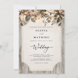 Rustic Woodland Bloom Wedding Invitation
