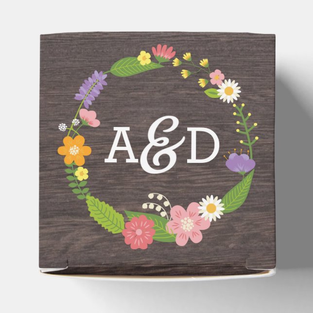 Rustic Woodland Bohemian Floral Wreath Wedding Favour Box (Top)
